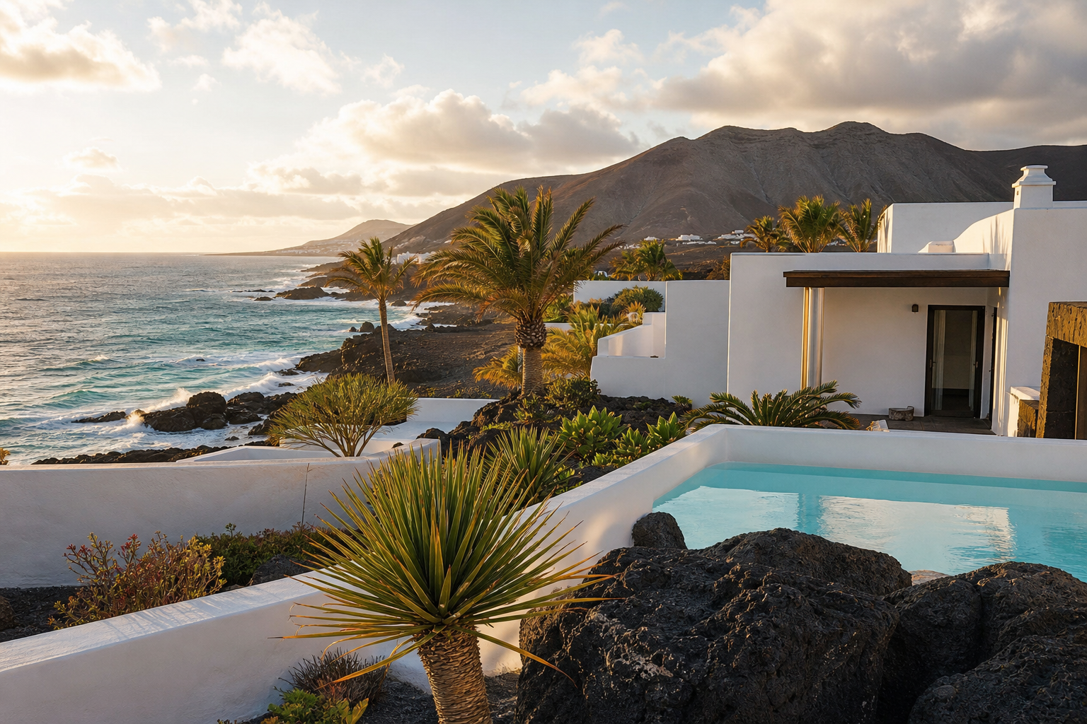 Costa de Lanzarote y arquitectura blanca